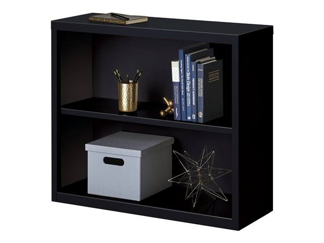 Black 2-Shelf Metal Bookcase B35939