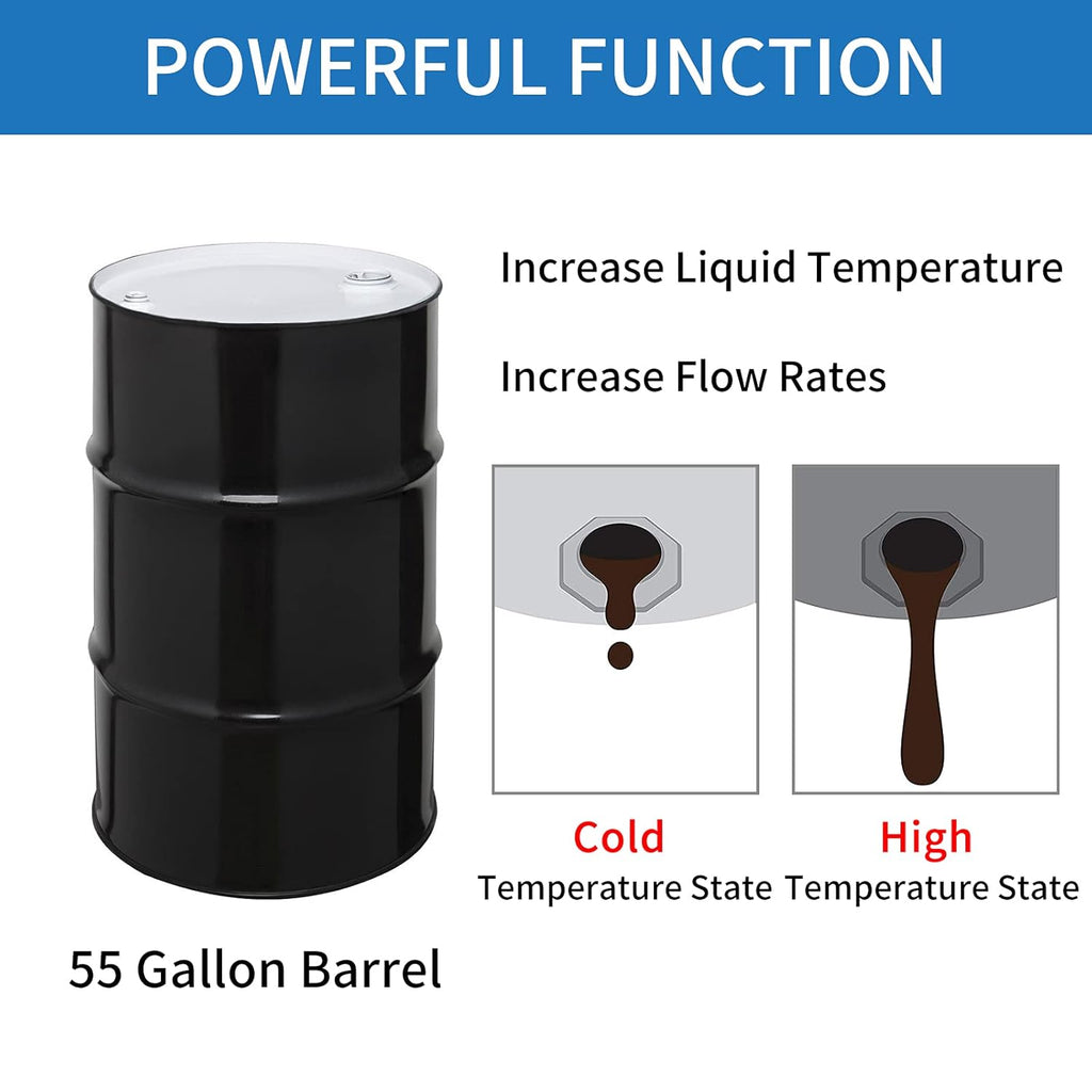 Drum Pail Heater 55-Gallon Silicone Barrel Heat Pad Band Warmer Kit 150℃ 120V 10inch T39385