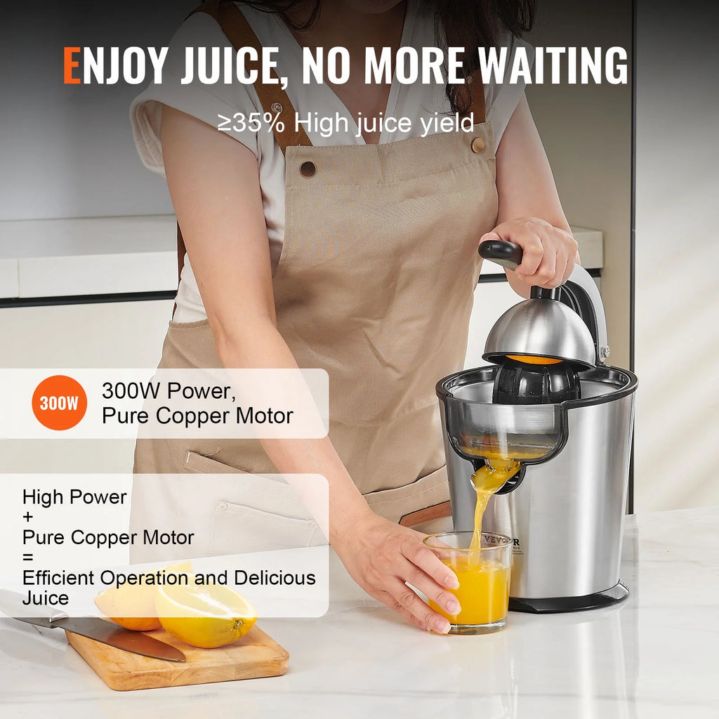 Electric Citrus Juicer with Two Size Juicing Cones, 300W Stainless Steel V931