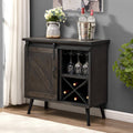 Dark Brown Wood Barn Door Bar Cabinet K3969