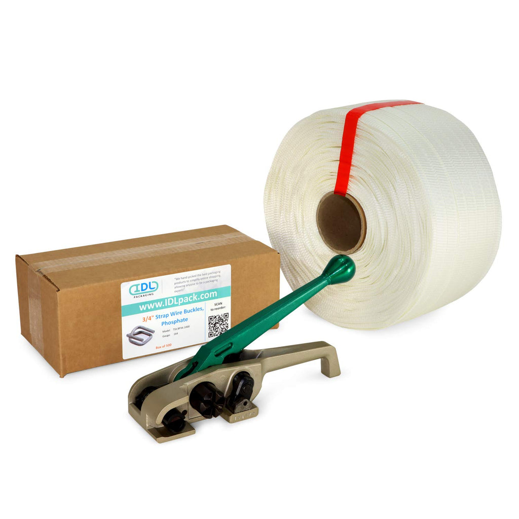 3/4" x 1640' Woven Cord Strapping Kit with Tensioner and Wheeled Cart S715