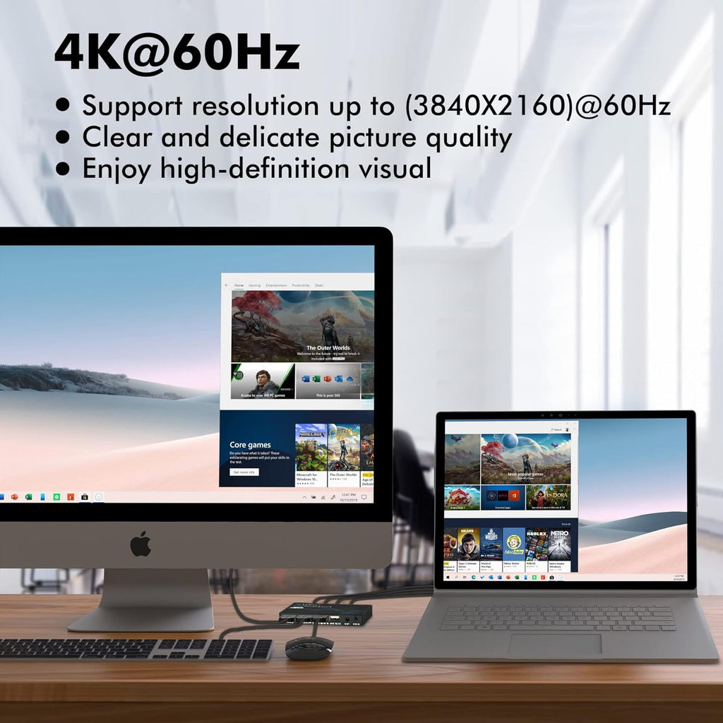 4K@60Hz DP USB KVM Switch with 2 DP Cable and 2 USB Cable W683069