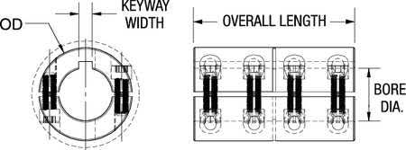 Coupling, Two Piece, Bore Dia 1 in E141