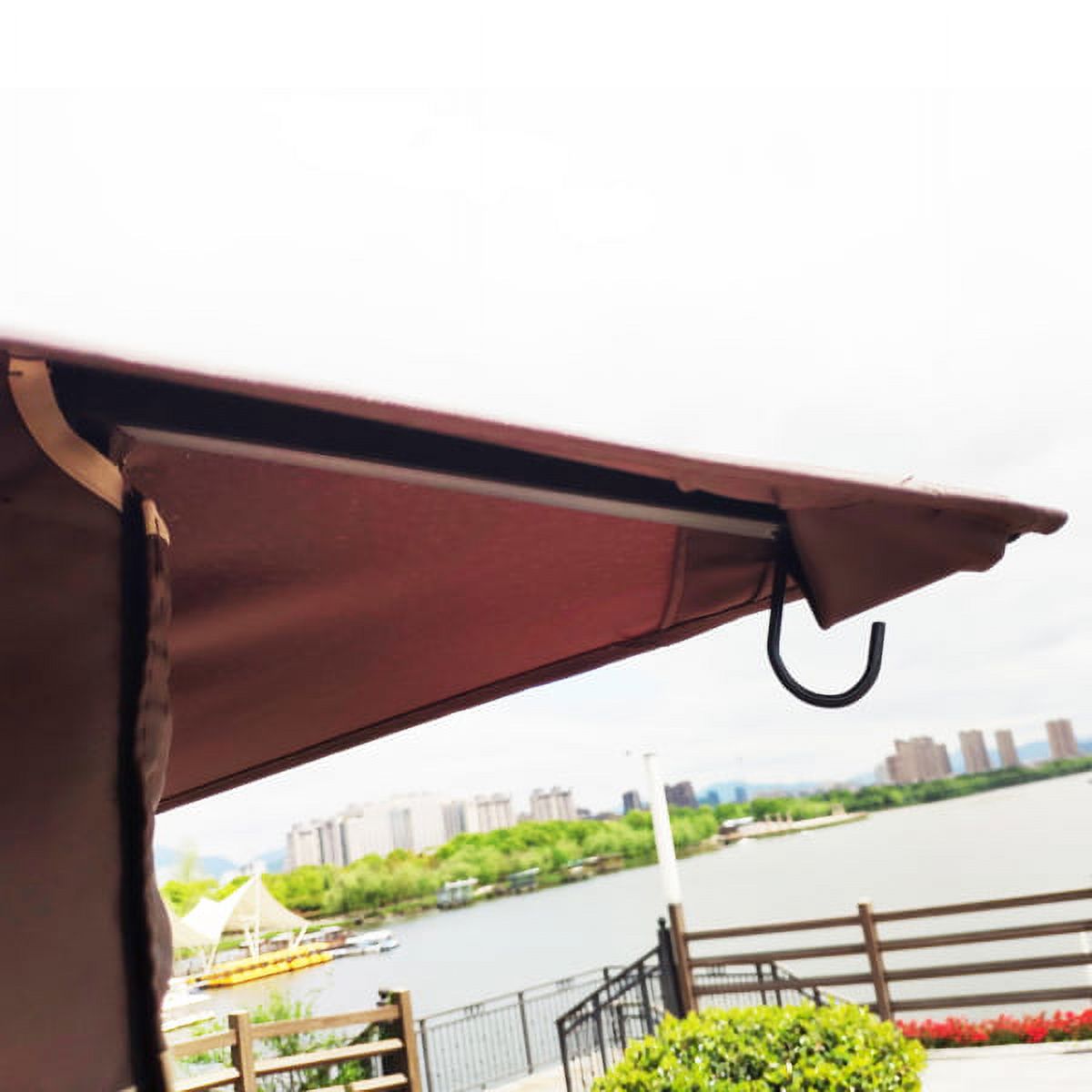 Brown Top Patio Gazebo Canopy Tent With Mosquito Net U6418