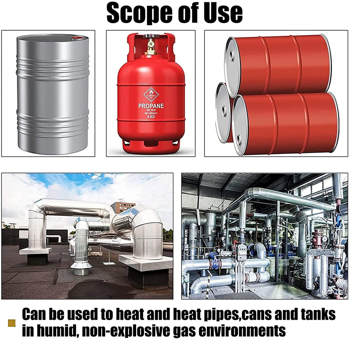 Drum Pail Heater 55-Gallon Silicone Barrel Heat Pad Band Warmer Kit 150℃ 120V 10inch T39385