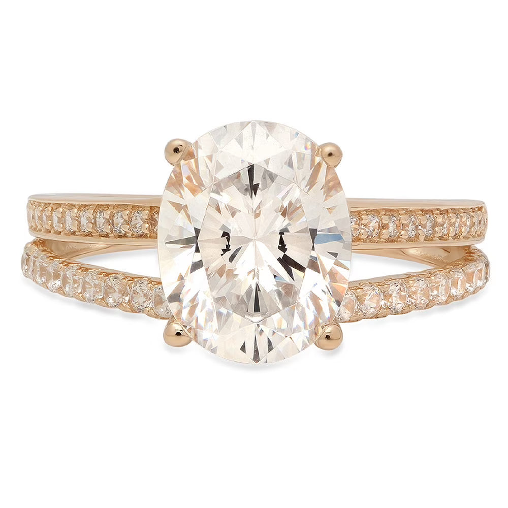 18K Yellow Gold Oval Cut Genuine Cultured Diamond Engagement Ring G28091