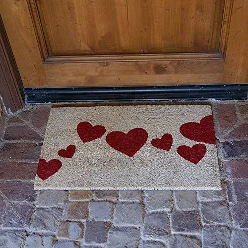 Red Hearts Coir Entrance Mat 18 x 30-inch P9600