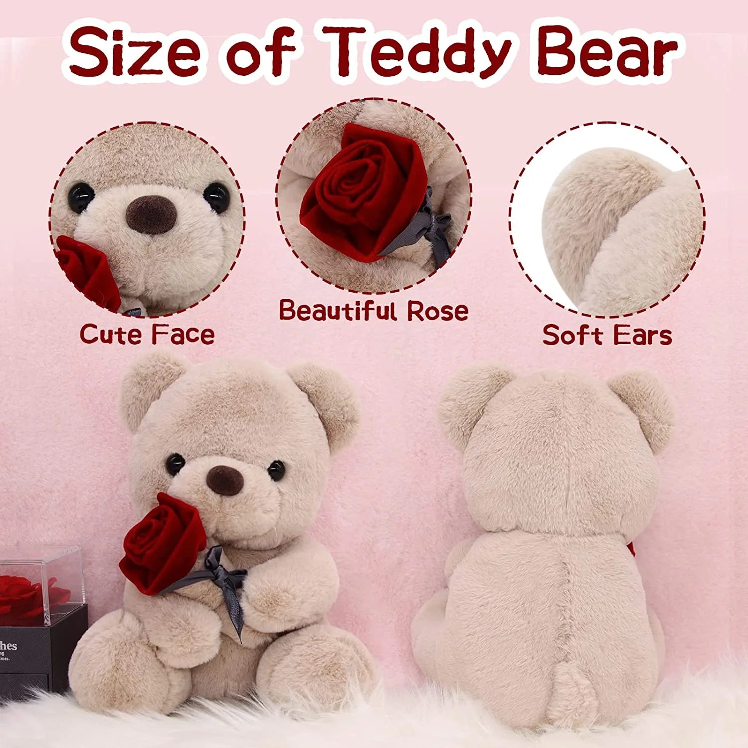 10 Inch Teddy Bear Plush Stuffed Animal with Rose Y33992