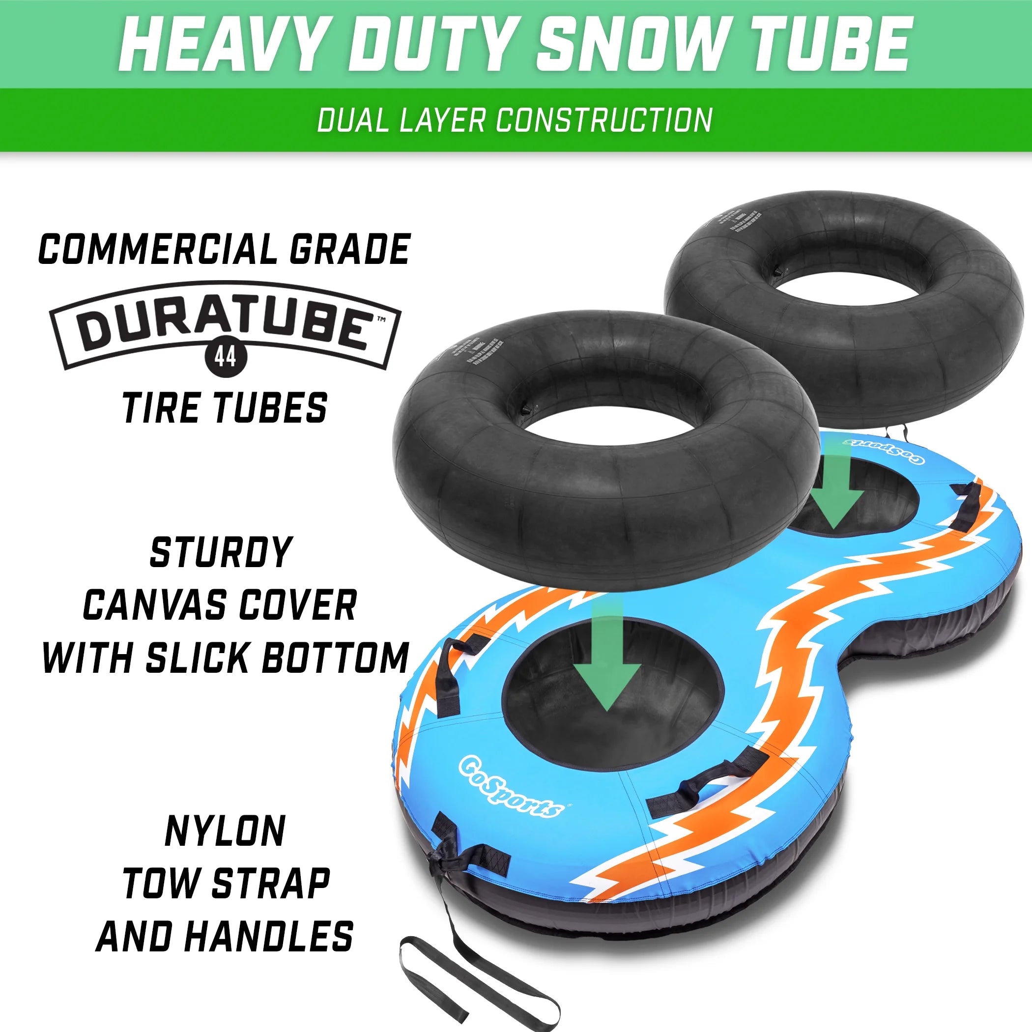 Retro 2 Person Snow Tube with Canvas Cover K5161