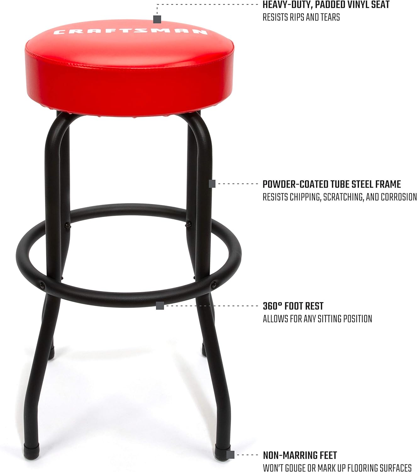 Fixed Height Work Shop Stool, 28.5-inches Tall, Vinyl Seat X979