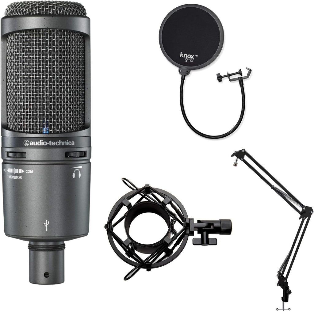 Condenser Microphone with Shock Mount, Boom Arm, and Pop Filter D5069