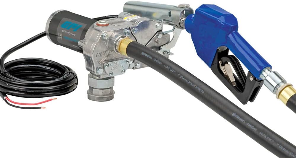 Fuel Transfer Pump, 18 GPM, 12-VDC, Automatic Shut-Off Nozzle D46886