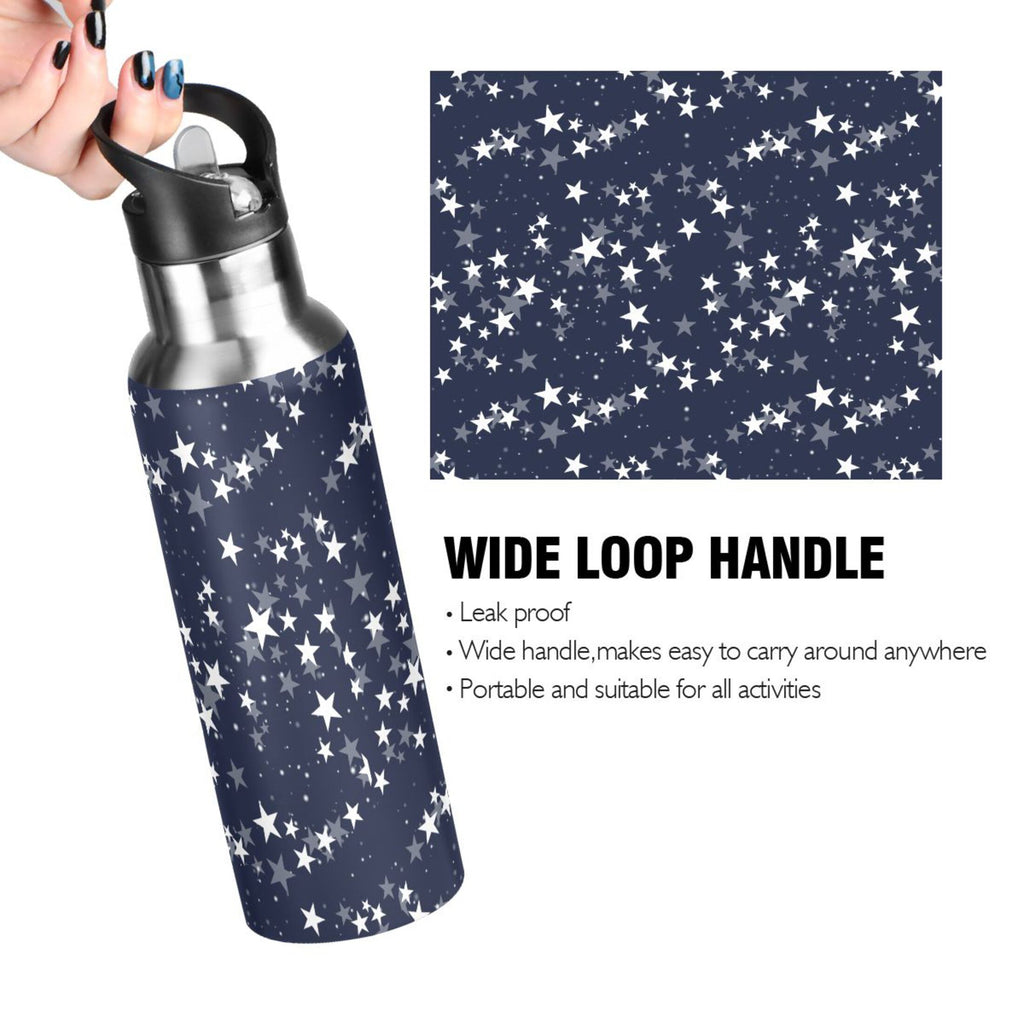 Navy Stainless Steel Insulated Water Bottle with Straw Lid R3302