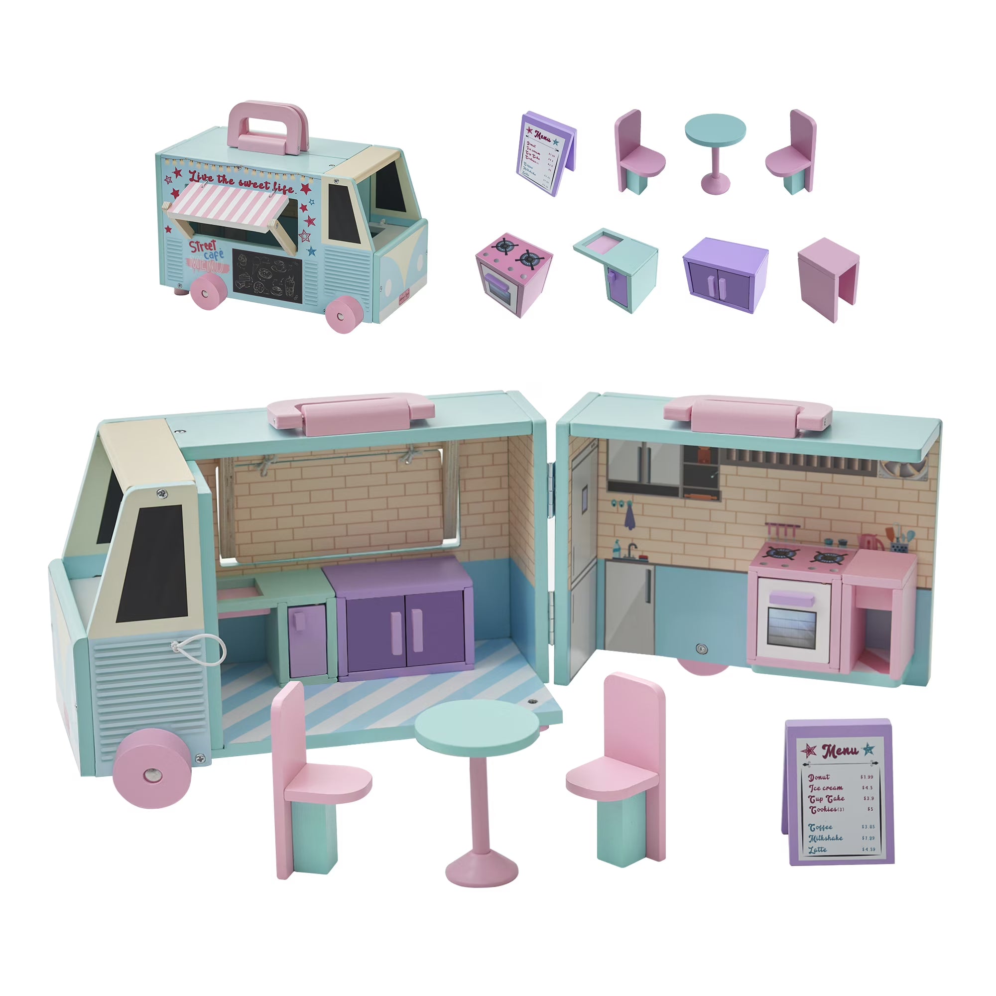 Portable Food Truck Dollhouse Set Z56884