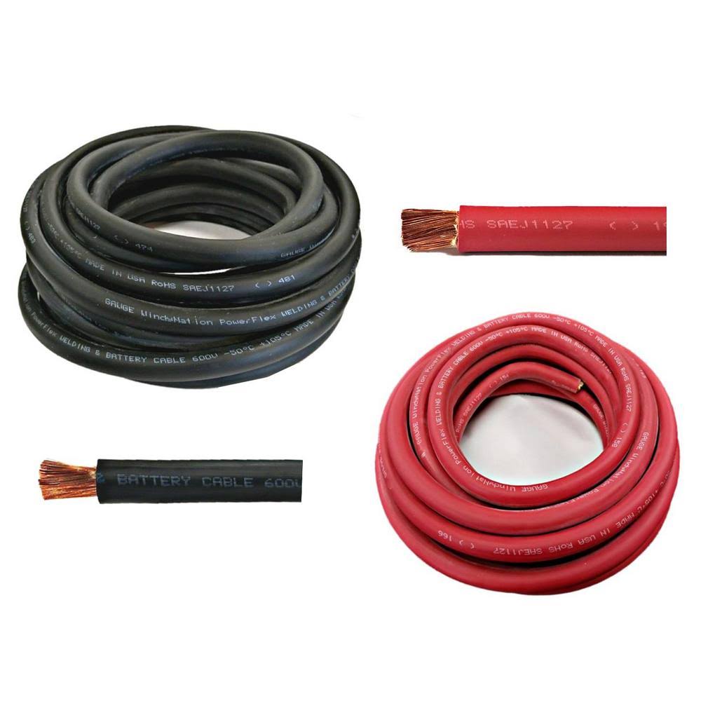 2/0 Gauge 20 Feet Black + 20 Feet Red Pure Copper Welding Cable Wire B558038