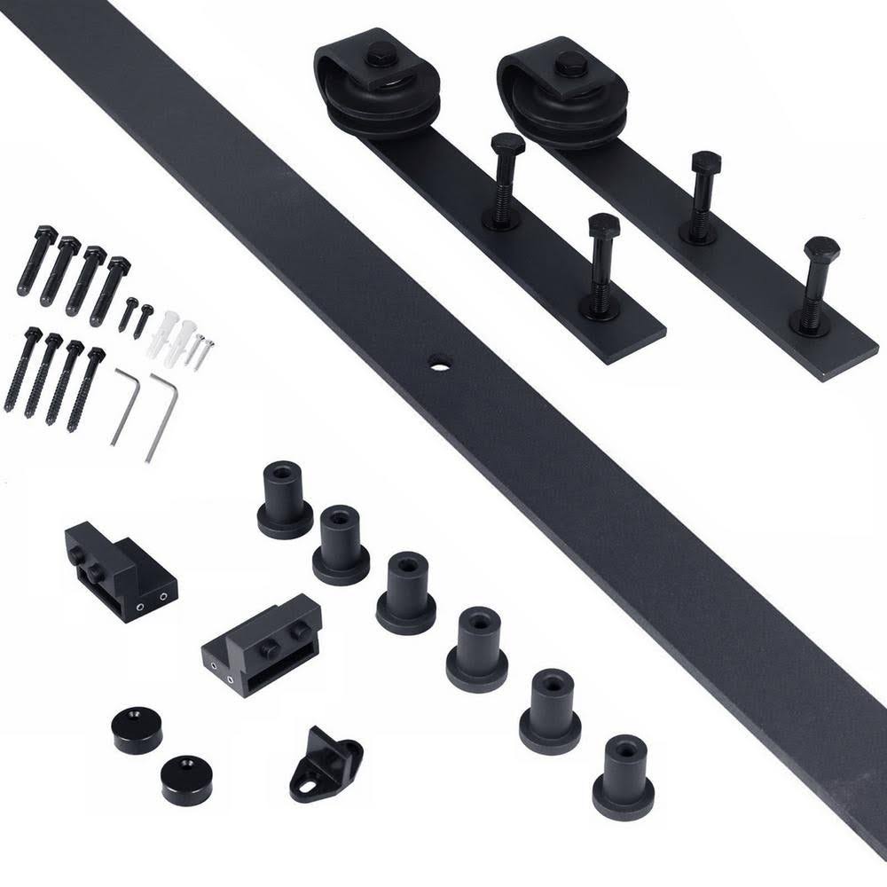 Charcoal Black Solid Wood Interior Sliding Barn Door with Hardware Kit A240