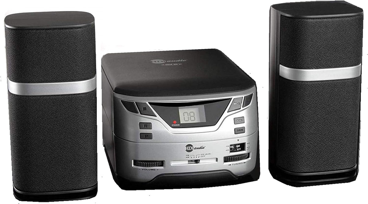 CD Player with AM/FM Tuner Aux-in Headphone Jack (Black/Silver) Pack of 2 Y36390