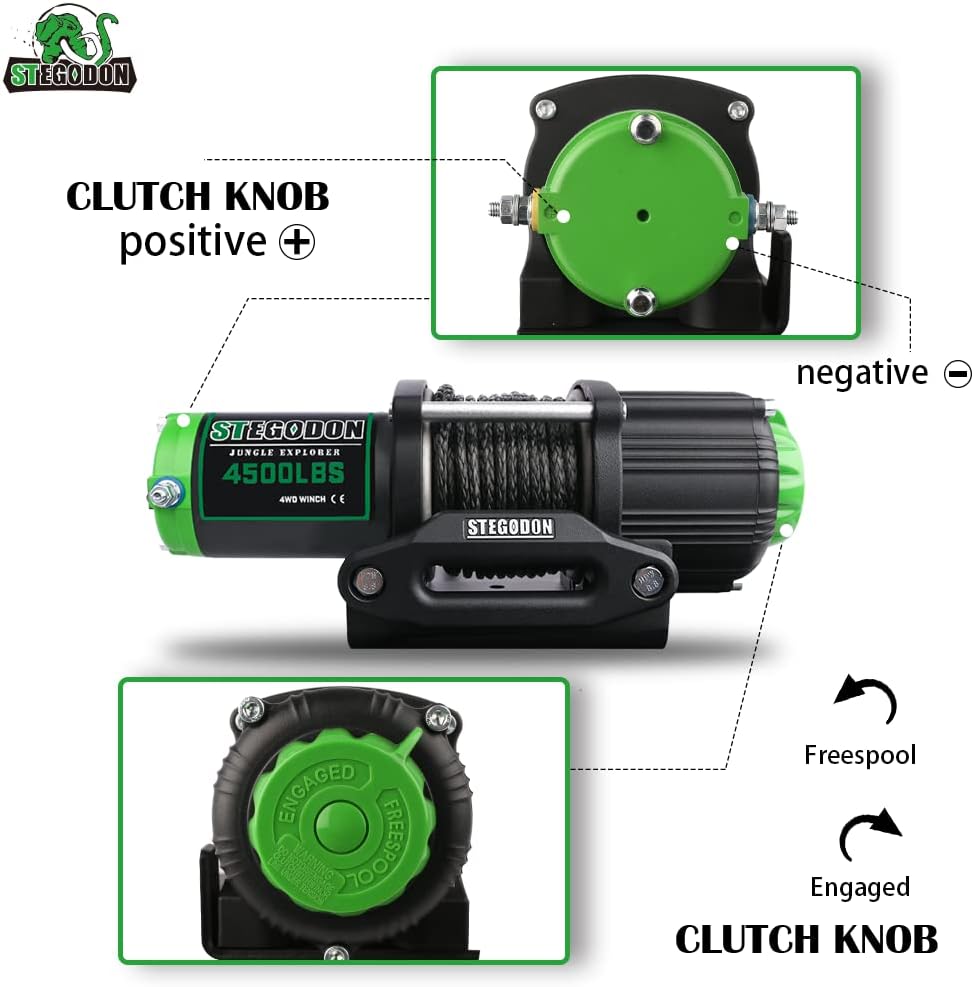 4500lbs Load Capacity 12V Synthetic Rope Winch Waterproof IP 67 Electric Winch with Wired Remote and Wireless Remotes O751