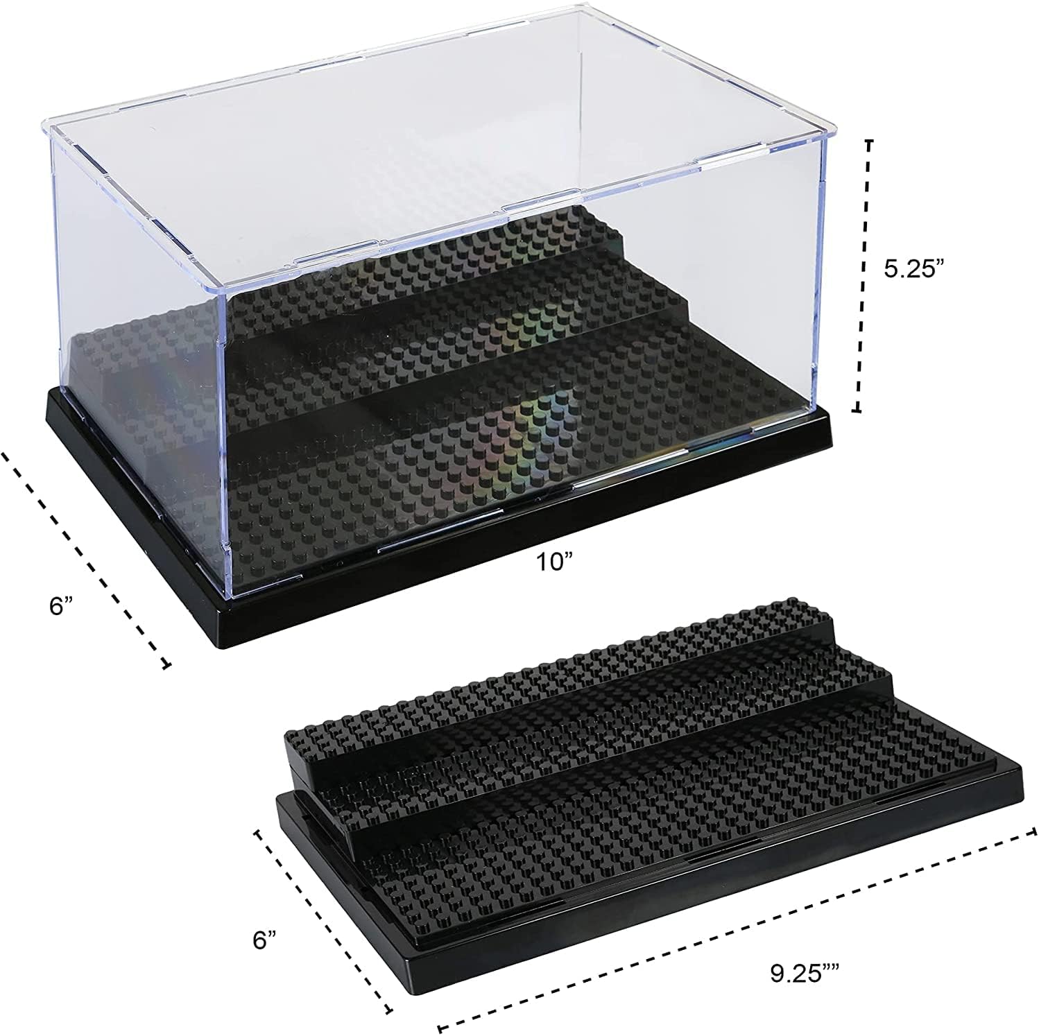 Acrylic Display Case in Black for Minifigure & Action Figures, 10 x 5.4 x 6.1, 5mm Dustproof Case, Pack of 2 E741396