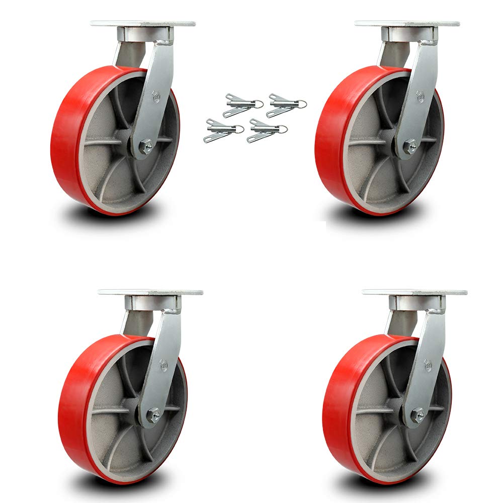 Red Polyurethane Tread Swivel Caster with Bolt on Swivel Lock O1715