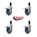 4 inch Blue Polyurethane Expanding Stem Caster Set with Total Lock Brake P958930