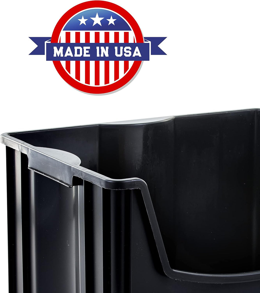 Black Pack of 3 Stackable Storage Bins F476