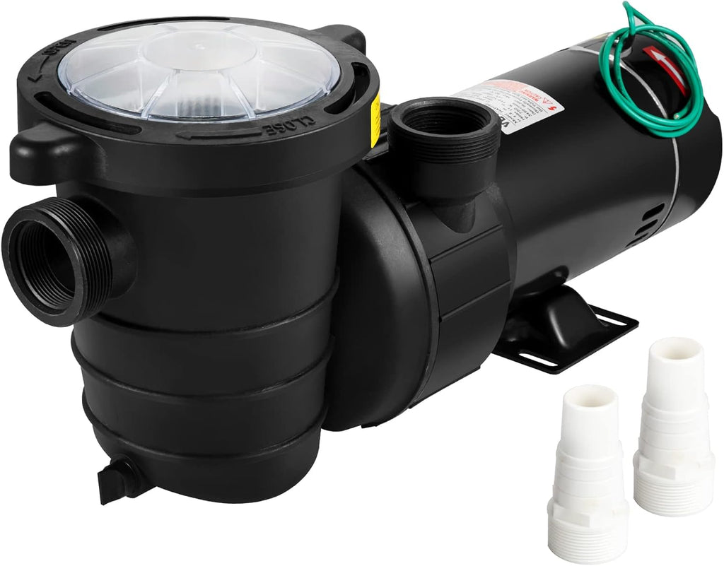 1HP 110V 5220GPH Self-priming Swimming Pool Pump with Strainer Basket and 2pcs 1-1/2'' NPT Connectors K7717