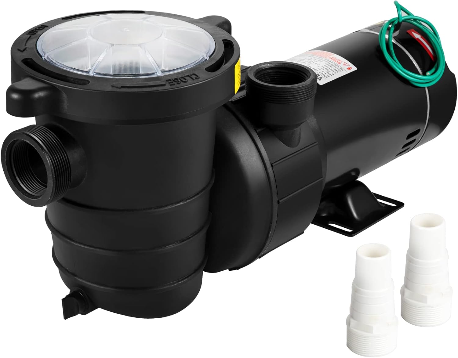 1HP 110V 5220GPH Self-priming Swimming Pool Pump with Strainer Basket and 2pcs 1-1/2'' NPT Connectors K7717