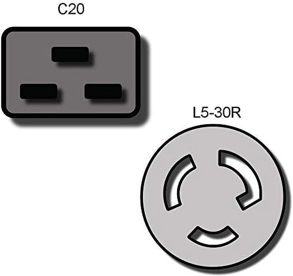 IEC C20 to NEMA L5-30R Plug Adapter, 1 Foot, 20A/125V, 12 AWG Q6046