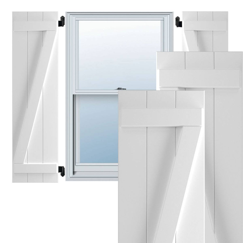 16-1/8x22 x 31x22 PVC Board and Batten Shutters with Z-Bar, Unfinished F436