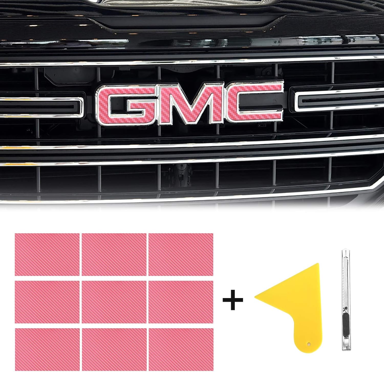 9 Pcs Carbon Fiber Vinyl Wrap Emblem Kit A453