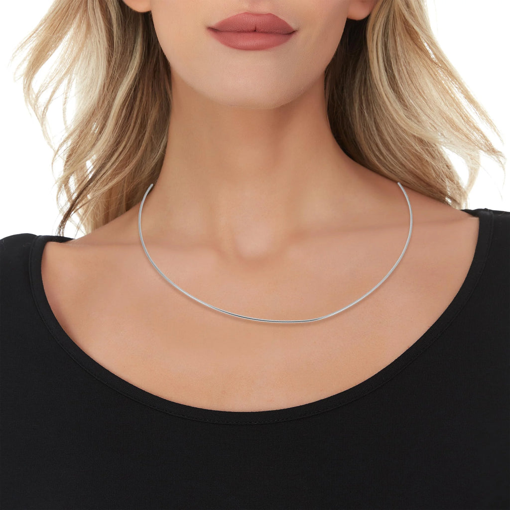 14k White Gold 1mm Omega Chain Necklace S43272