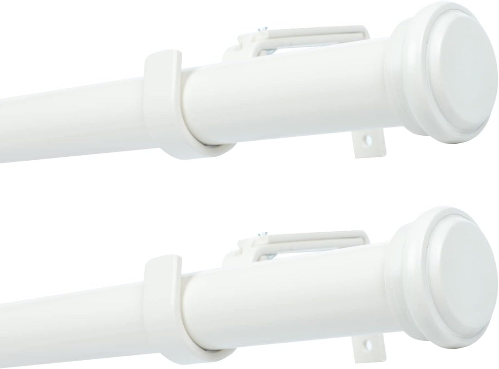 Black 28-48 inch Adjustable Single Curtain Rods with End Cap Finials, 1 inch Diameter, 2 pack R77702