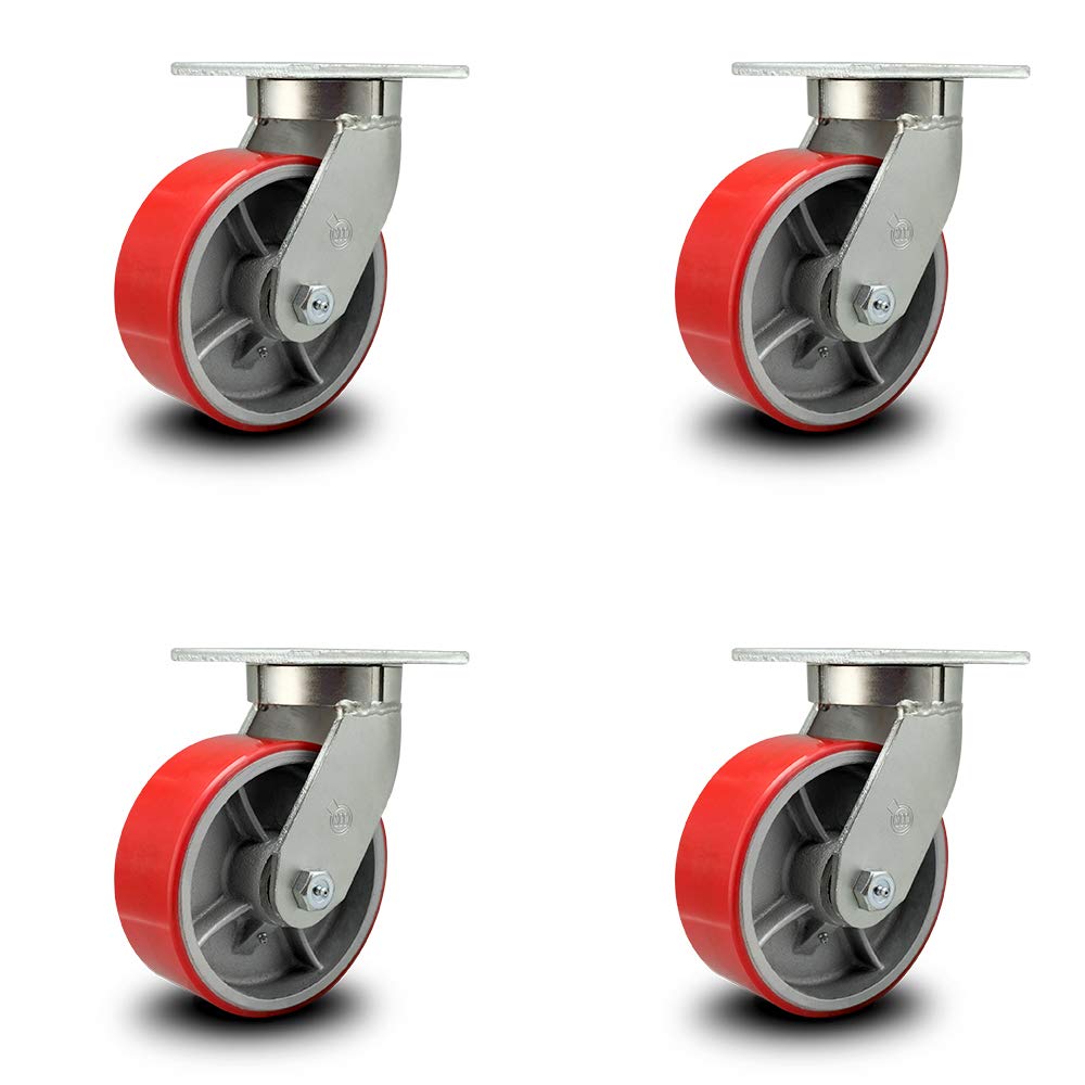 Red Polyurethane Tread Swivel Caster with Bolt on Swivel Lock O1715