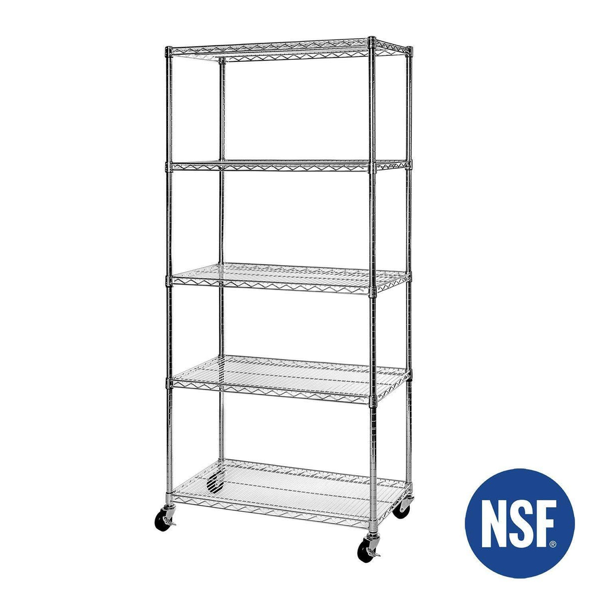 5-Shelf Steel Wire Shelving System, Silver I665327