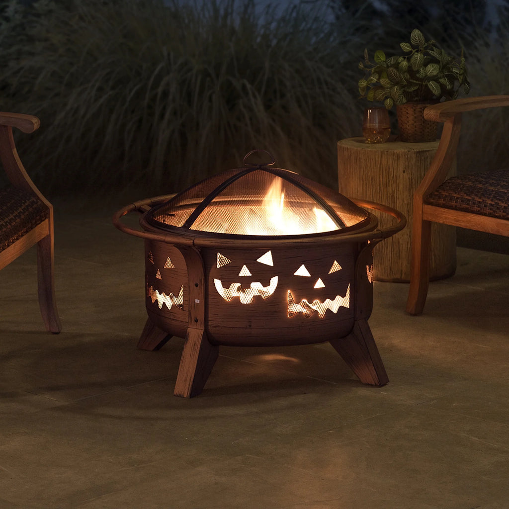 30 in. Outdoor Wood-Burning Steel Fire Pit with Spark Screen and Poker Q736
