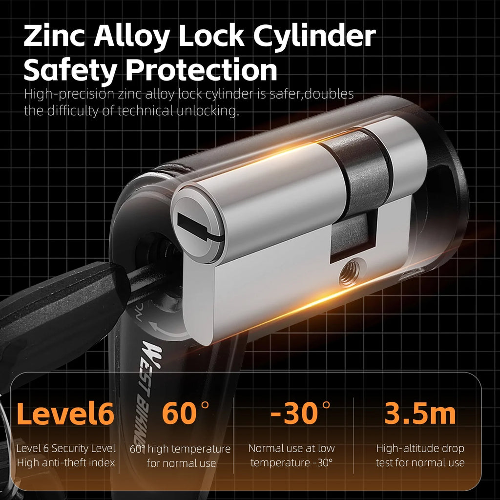 Heavy-Duty Alloy Steel Folding Bike Lock with 3 Keys Q611534