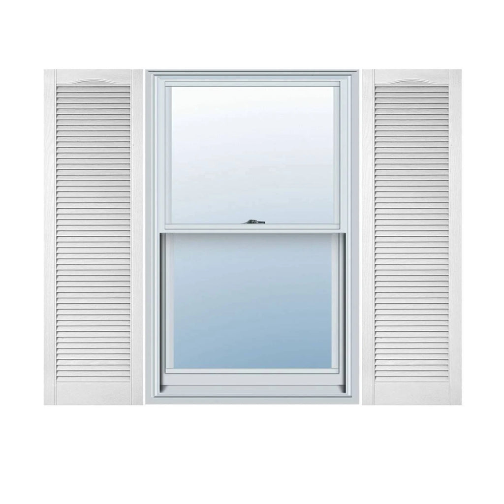 12 inchw x 27 inchh Bright White Vinyl Open Louver Shutters Y523985