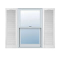 12 inchw x 27 inchh Bright White Vinyl Open Louver Shutters Y523985