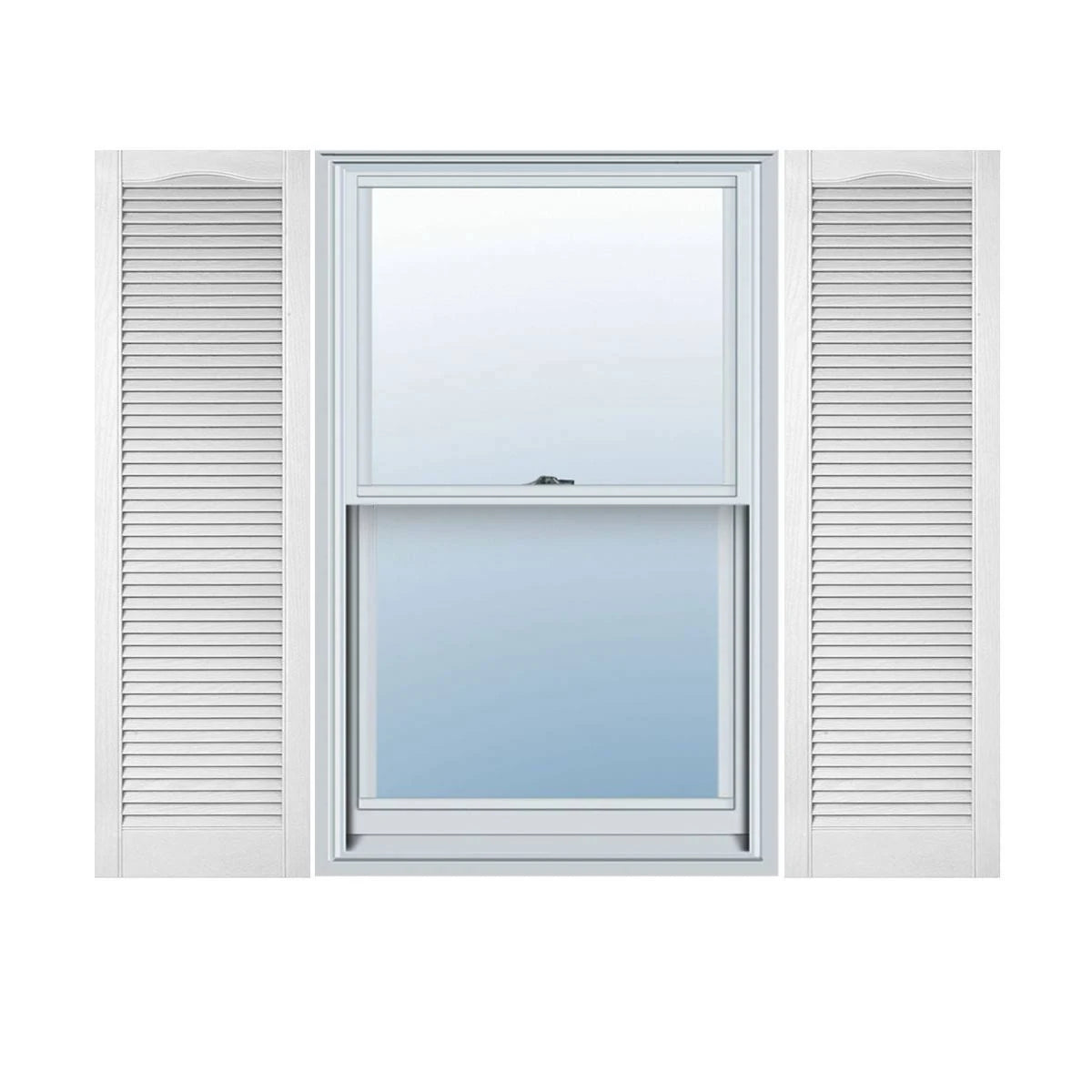 12 inchw x 27 inchh Bright White Vinyl Open Louver Shutters Y523985