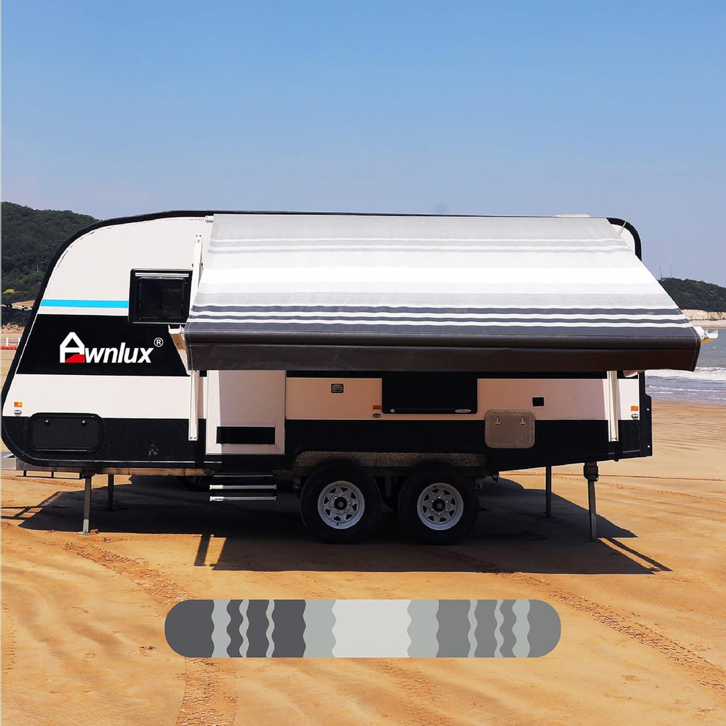 RV Awning Fabric Replacement Waterproof Vinyl Shade Screen Black 18' Q72400
