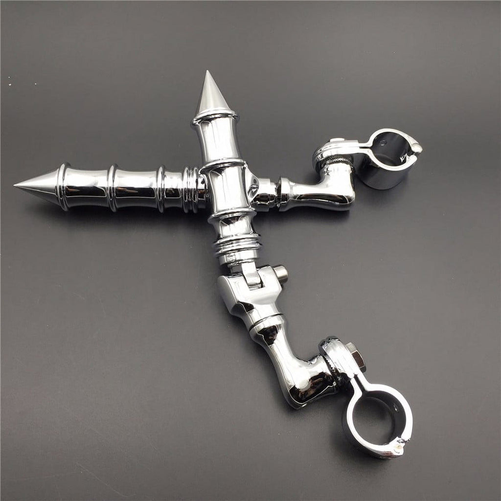 Chrome Angled Peg Mounting Kit with Foot Peg For Bike with 1-1/2 inch Front Engine Guard Frame Tube R9793