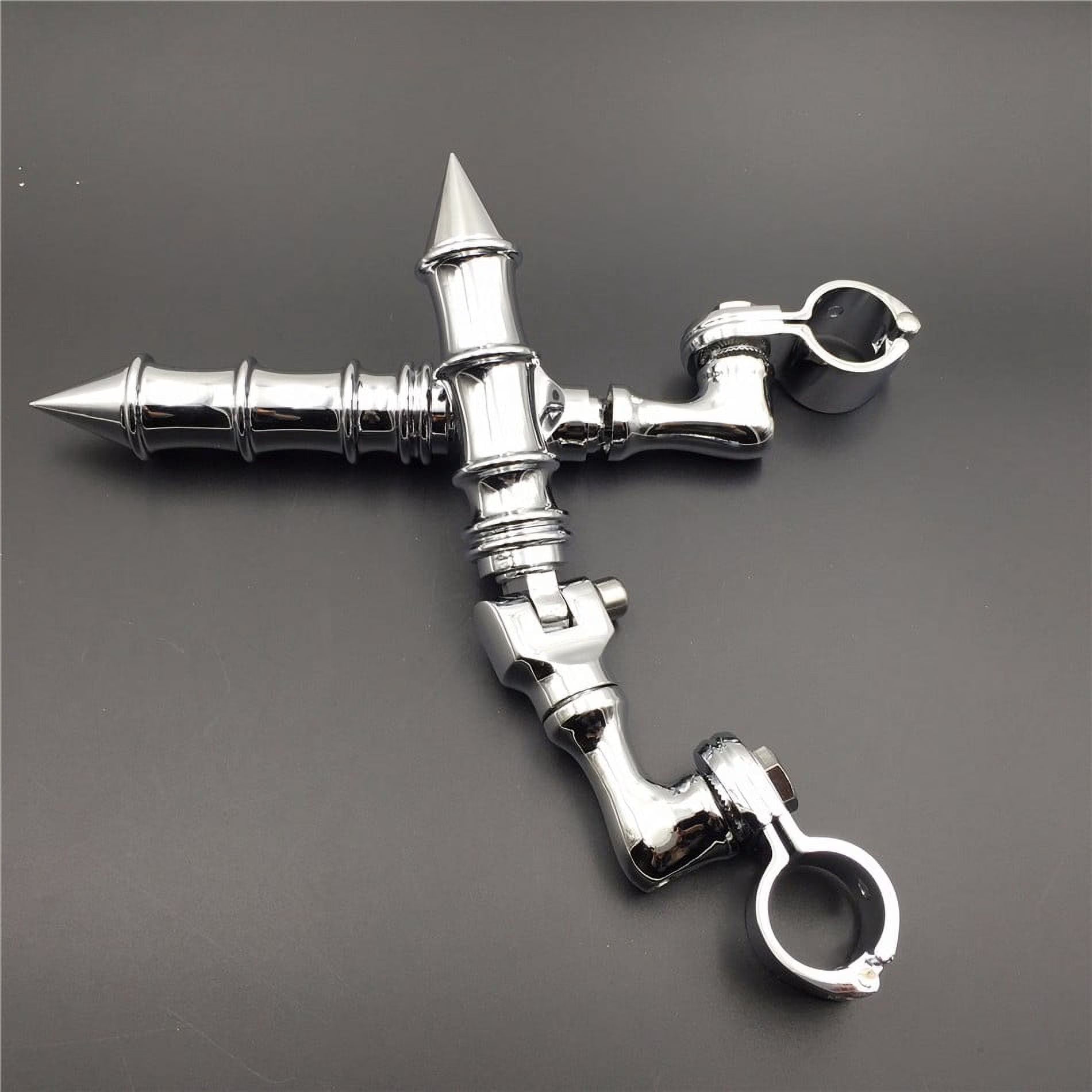 Chrome Angled Peg Mounting Kit with Foot Peg For Bike with 1-1/2 inch Front Engine Guard Frame Tube R9793