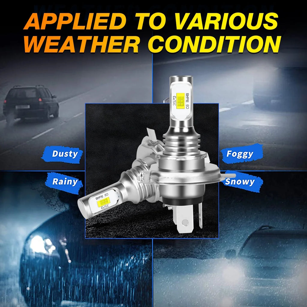H4 High/Low Beam H11 Fog Light LED Headlight Bulbs 6000K White 4Pcs Z89336