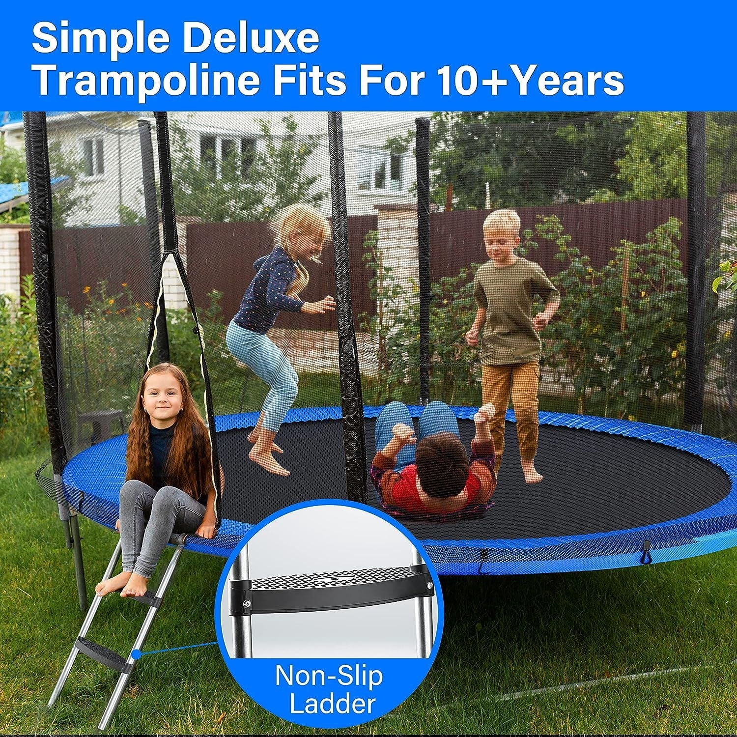 Blue Recreational Trampoline with Enclosure Net - 12FT E264