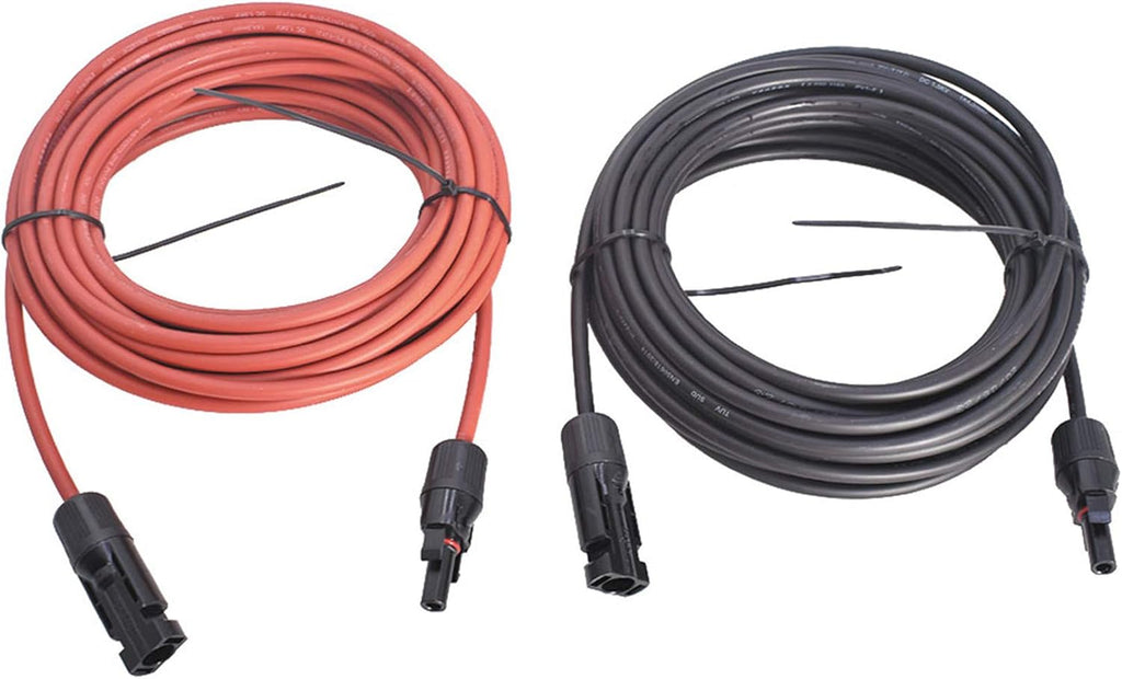 Black + Red 10 Gauge Solar Panel Extension Cable with Connector, Pack of 2 V6393