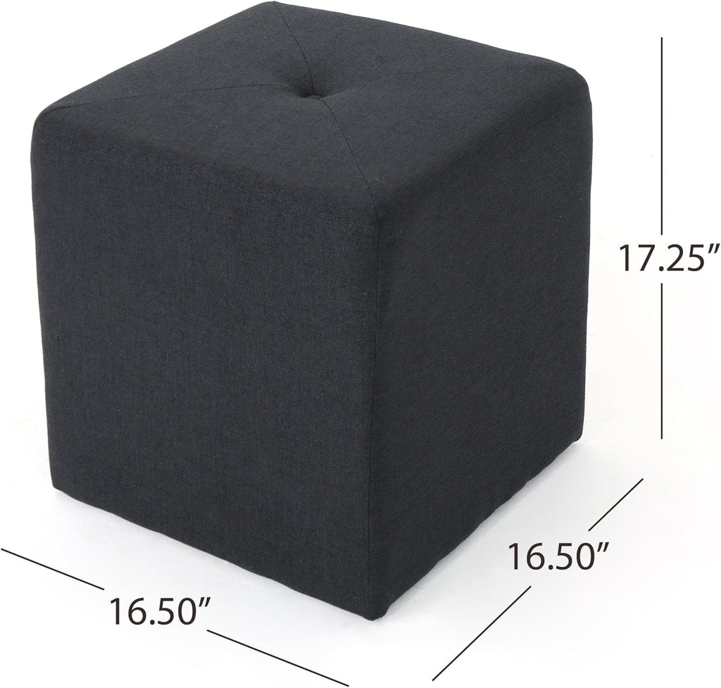 Dark Charcoal Fabric Square Ottoman C568