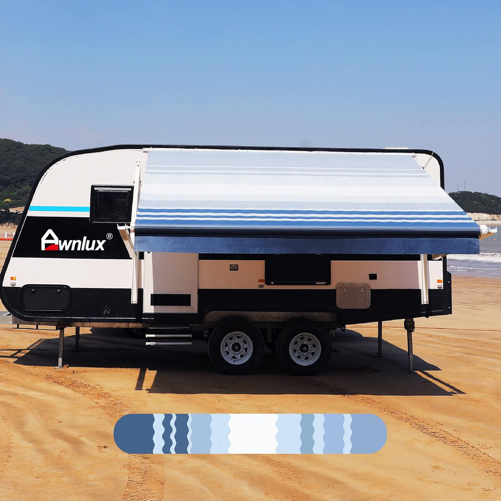 RV Awning Fabric Replacement Waterproof Vinyl Shade Screen Black 18' Q72400