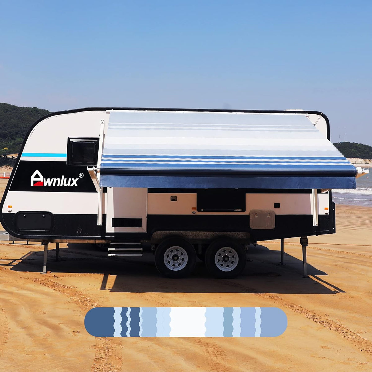 RV Awning Fabric Replacement Waterproof Vinyl Shade Screen Black 18' Q72400