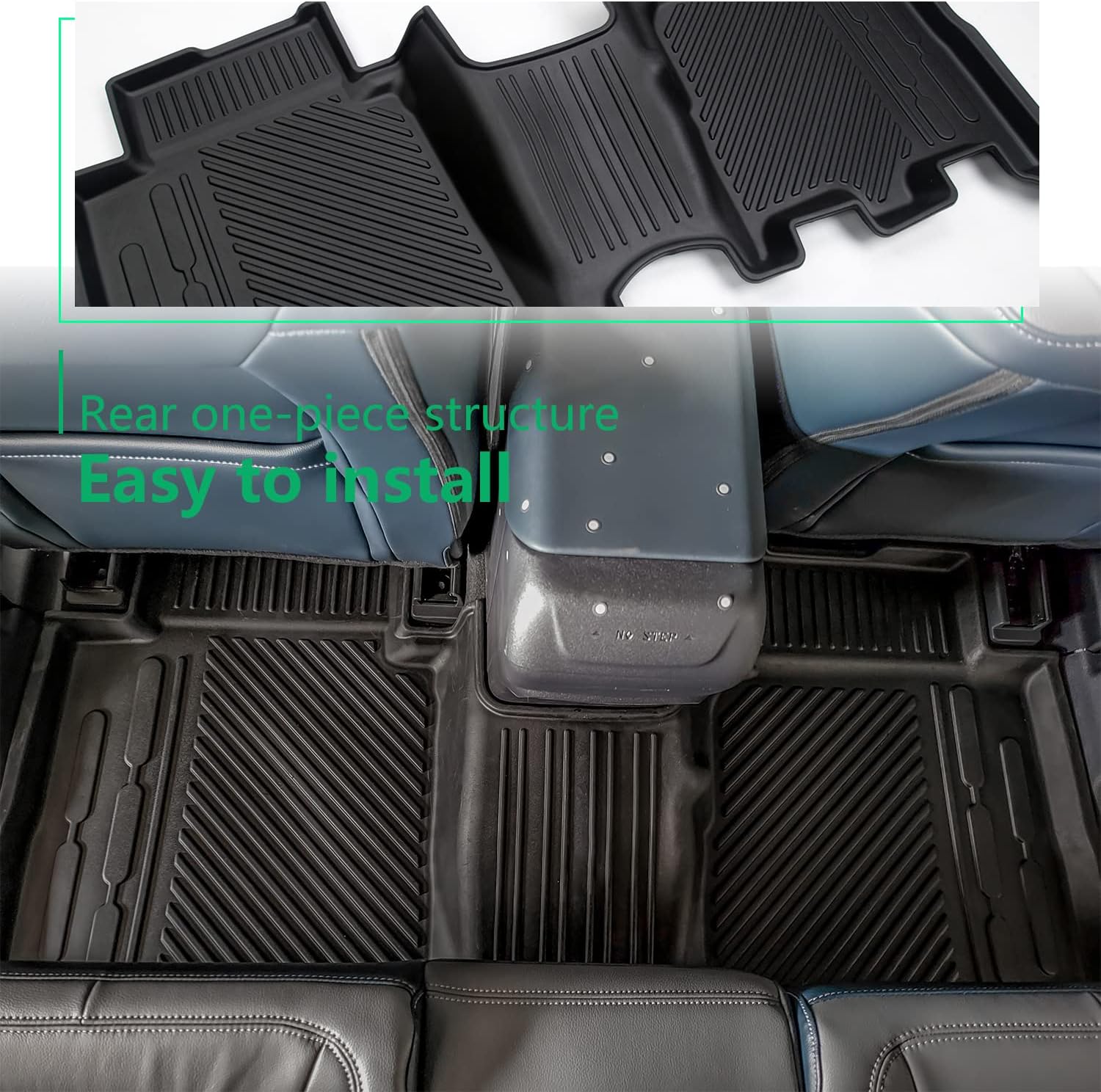 Black TPE Floor Liners for 4-Door Bronco 2021-2022, 1st and 2nd Row J568